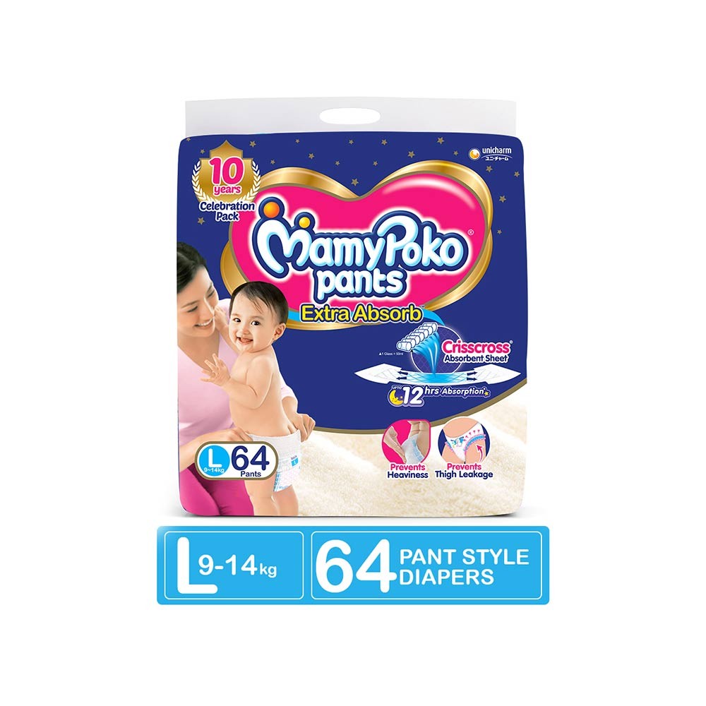 MamyPoko Pants Extra Absorb Diaper (L) - Pack of 64