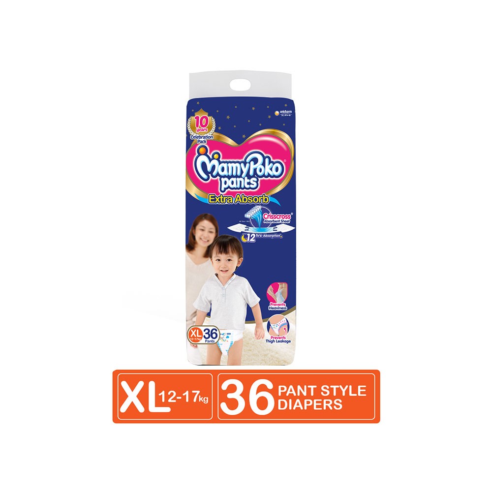 MamyPoko Pants Extra Absorb Diaper (XL) - Pack of 36