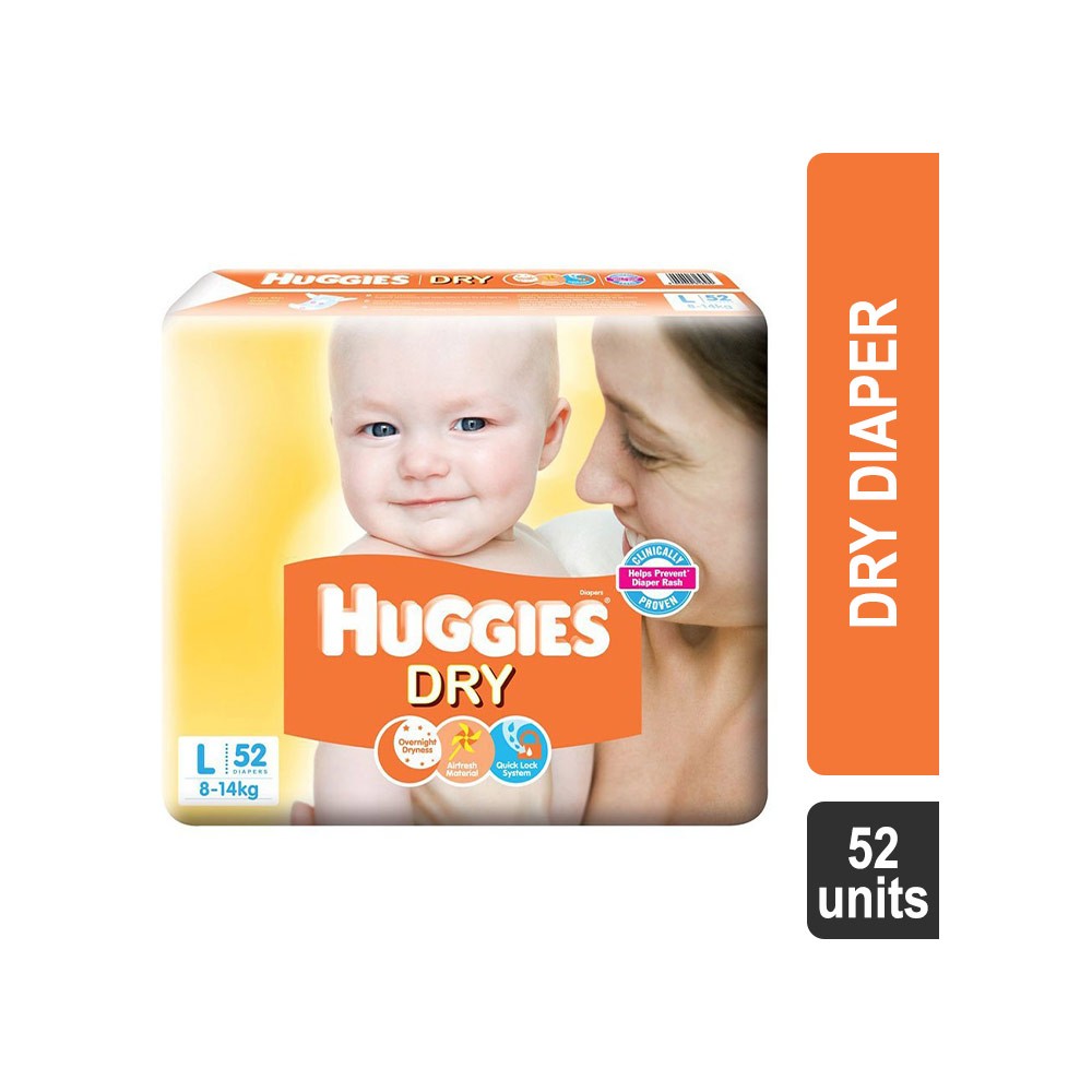 Huggies Dry Diaper (L) - Pack of 52