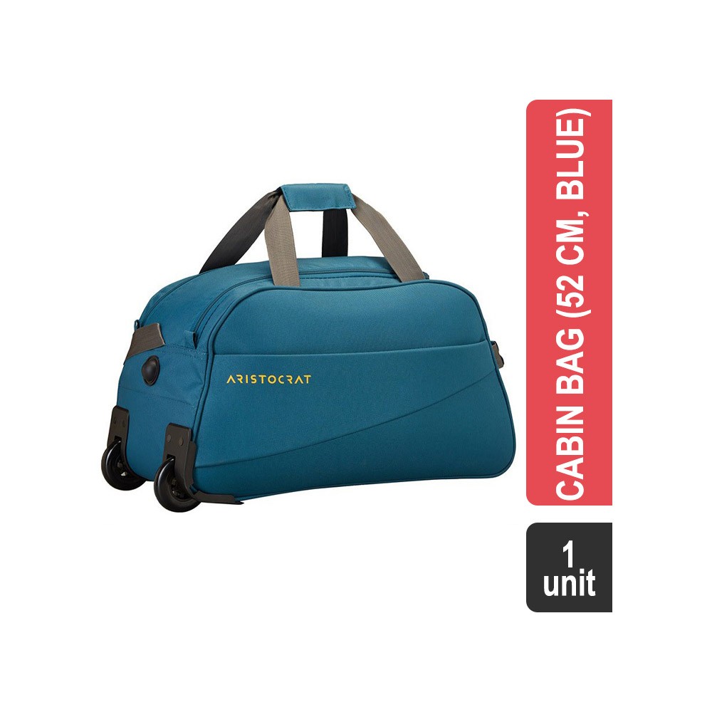 Aristocrat DFTRO52ETBL Polyester 2W Duffle Trolley Cabin Bag (52 cm, Blue)
