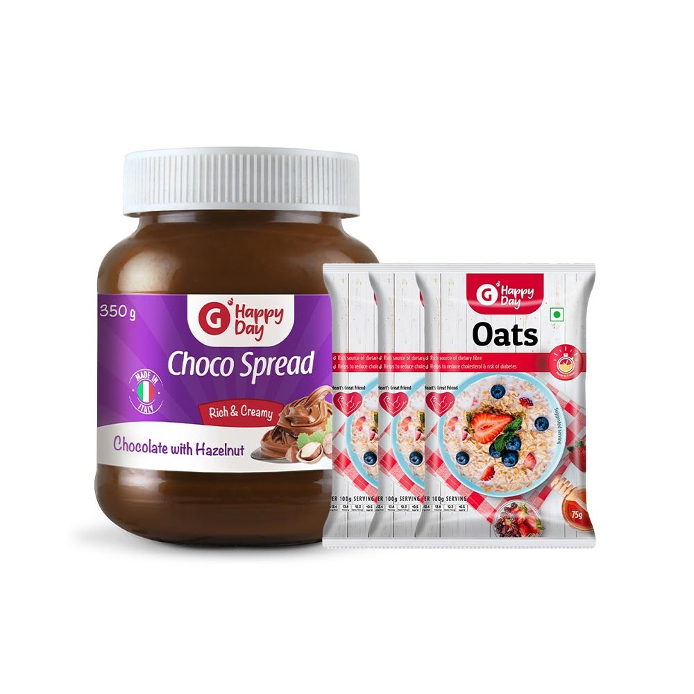 Grocered Happy Day Hazelnut Chocolate Spread + Oats Combo