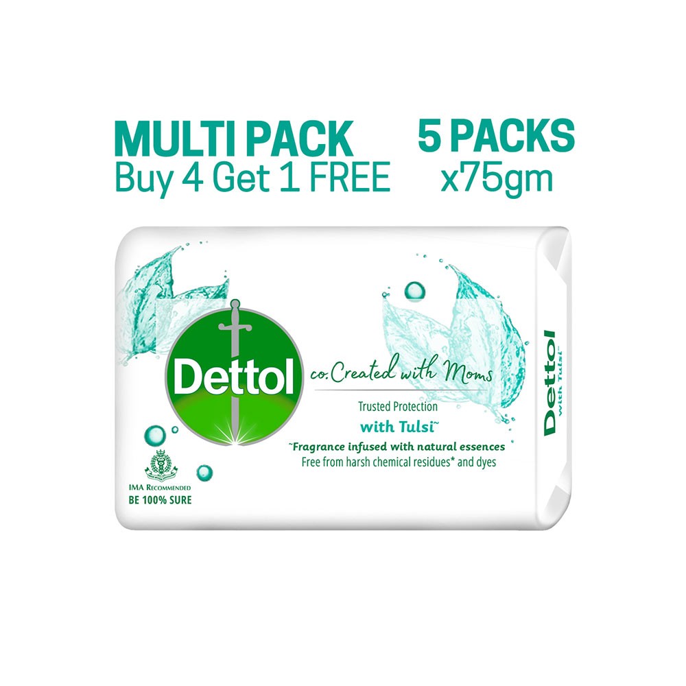Dettol & Moms Bathing Tulsi Soap - Pack of 5