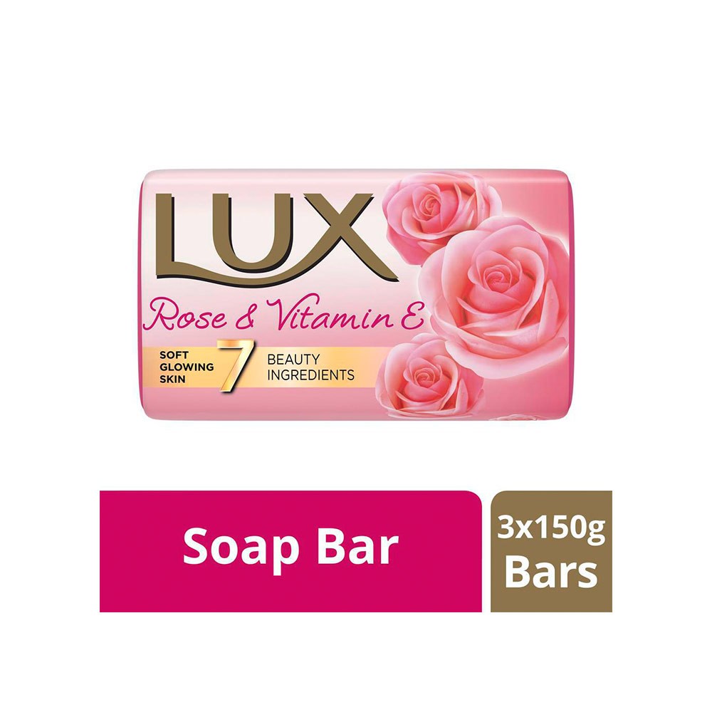 Lux Rose & Vitamin E Beauty Soap For Glowing Skin Mega Pack 3x150 g