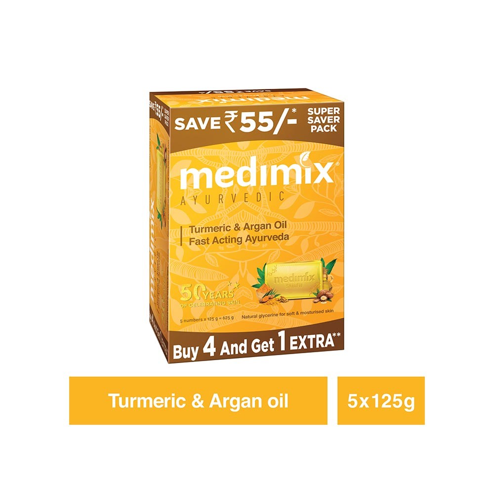 Medimix Ayurvedic Turmeric+Argan Oil Soap - Buy 4 Get 1 Free