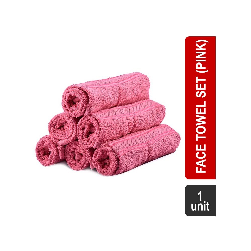 Eurospa Elegance 6 Pcs 100% Cotton Face Towel Set (Pink)