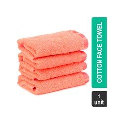 Grocered Happy Home Euro Square FF1005 Carnival 4 Pcs 380 GSM 100% Cotton Face Towel Set (Peach)