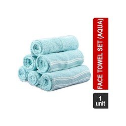 Eurospa Elegance 6 Pcs 100% Cotton Face Towel Set (Aqua)