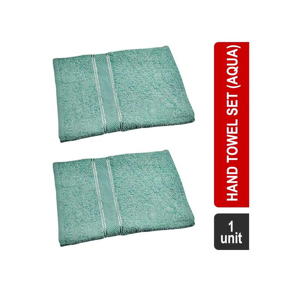 Eurospa Elegance 2 Pcs 100% Cotton Hand Towel Set (Aqua)