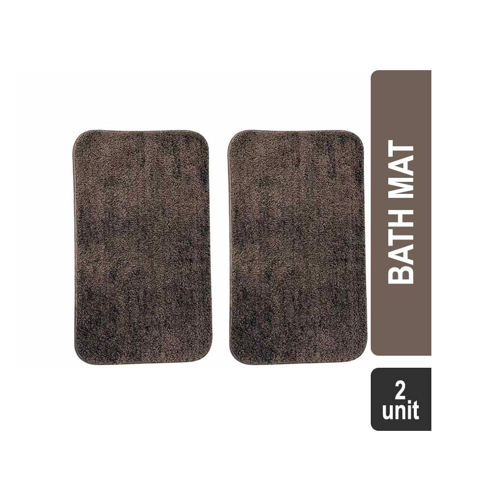 Impressions EWB0215 Microfiber Octane Anti-skid Bath Mat (Brown, Rectangular) - Set of 2