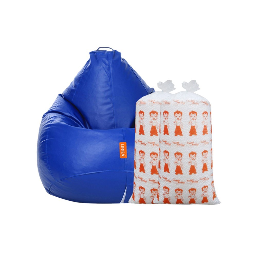 Orka Classic Bean Bag Combo with Beans (XL, Blue)