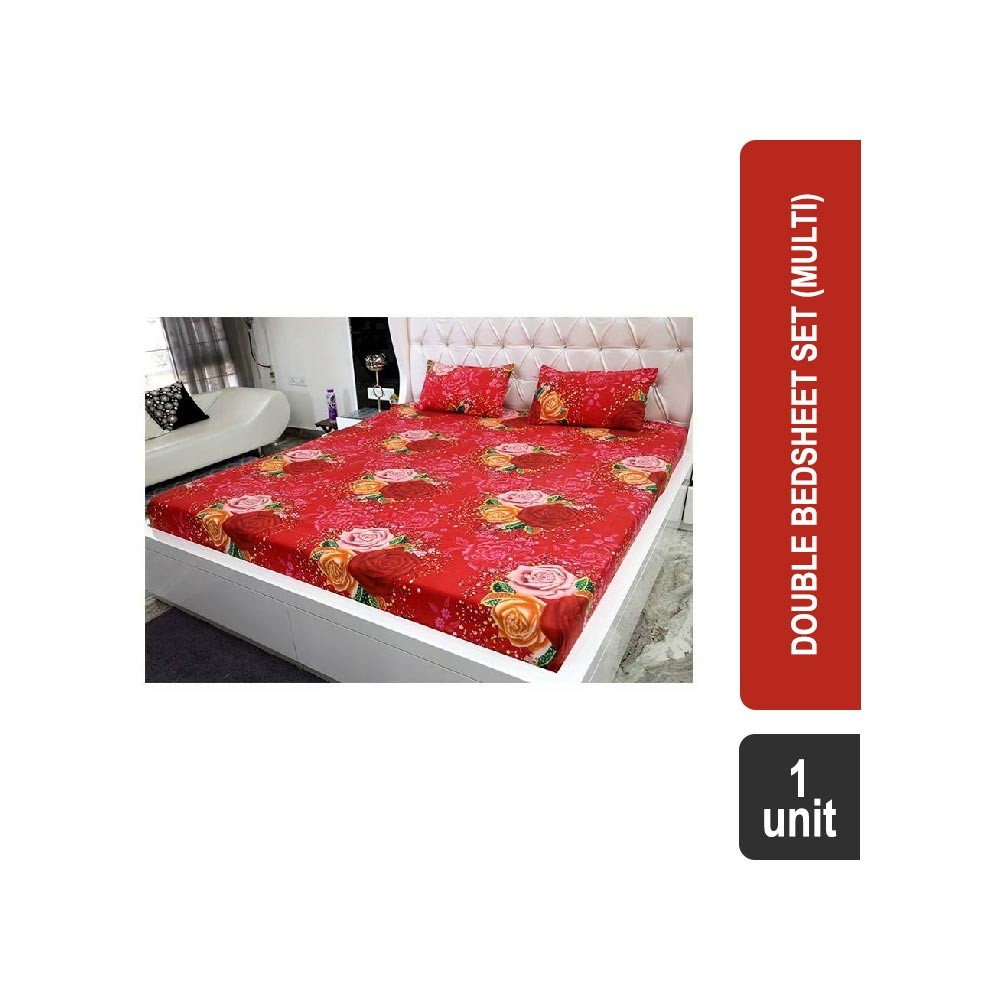 Impressions 104 TC Floral Polyester- Cotton Double Bedsheet Set (Multicolor) - EWB0207