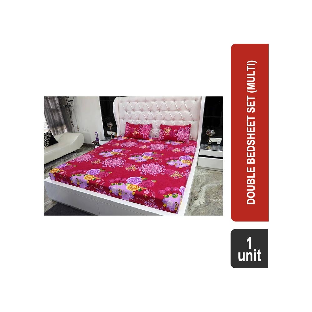 Impressions 104 TC Floral Polyester- Cotton Double Bedsheet Set (Multicolor) - EWB0206