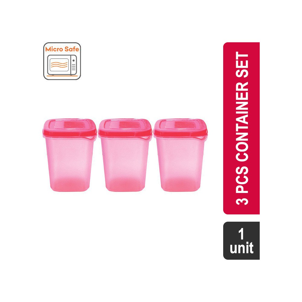 Princeware Polypropylene Container Set 3 Pcs (850 ml, Assorted) (Pilot 5581)