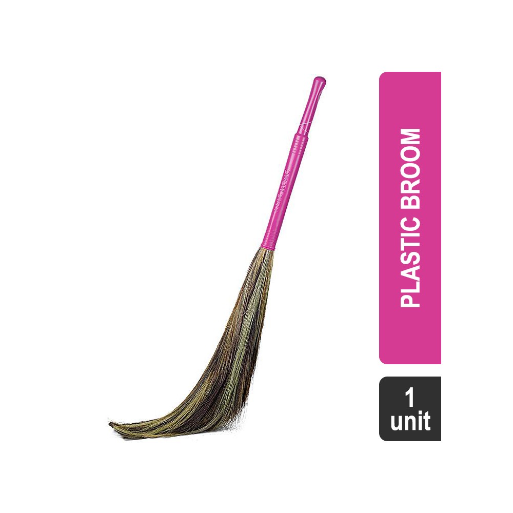 Gala King-Kong Meghalaya Grass & Plastic Broom (Brown & Pink)