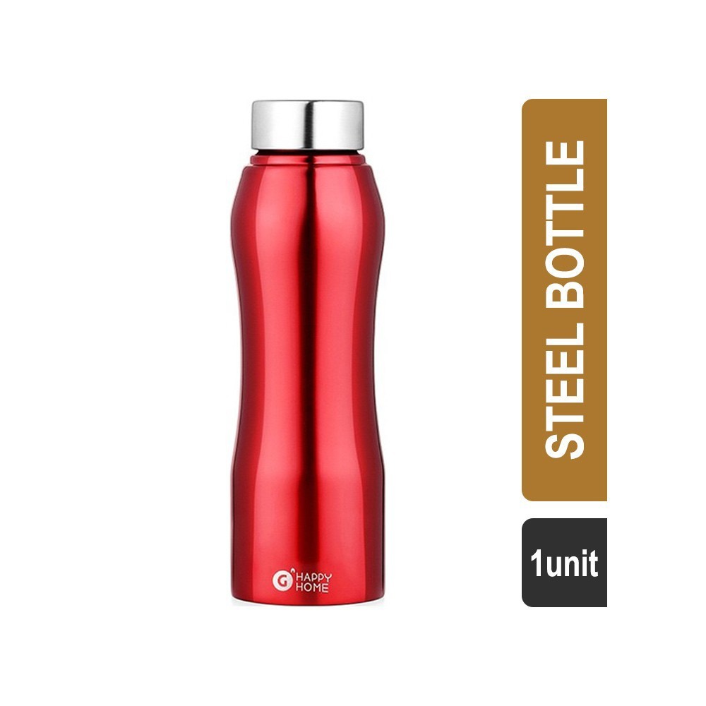 Grocered Happy Home Trendy Fridge Bistro Stainless Steel Bottle (750 ml, Red)