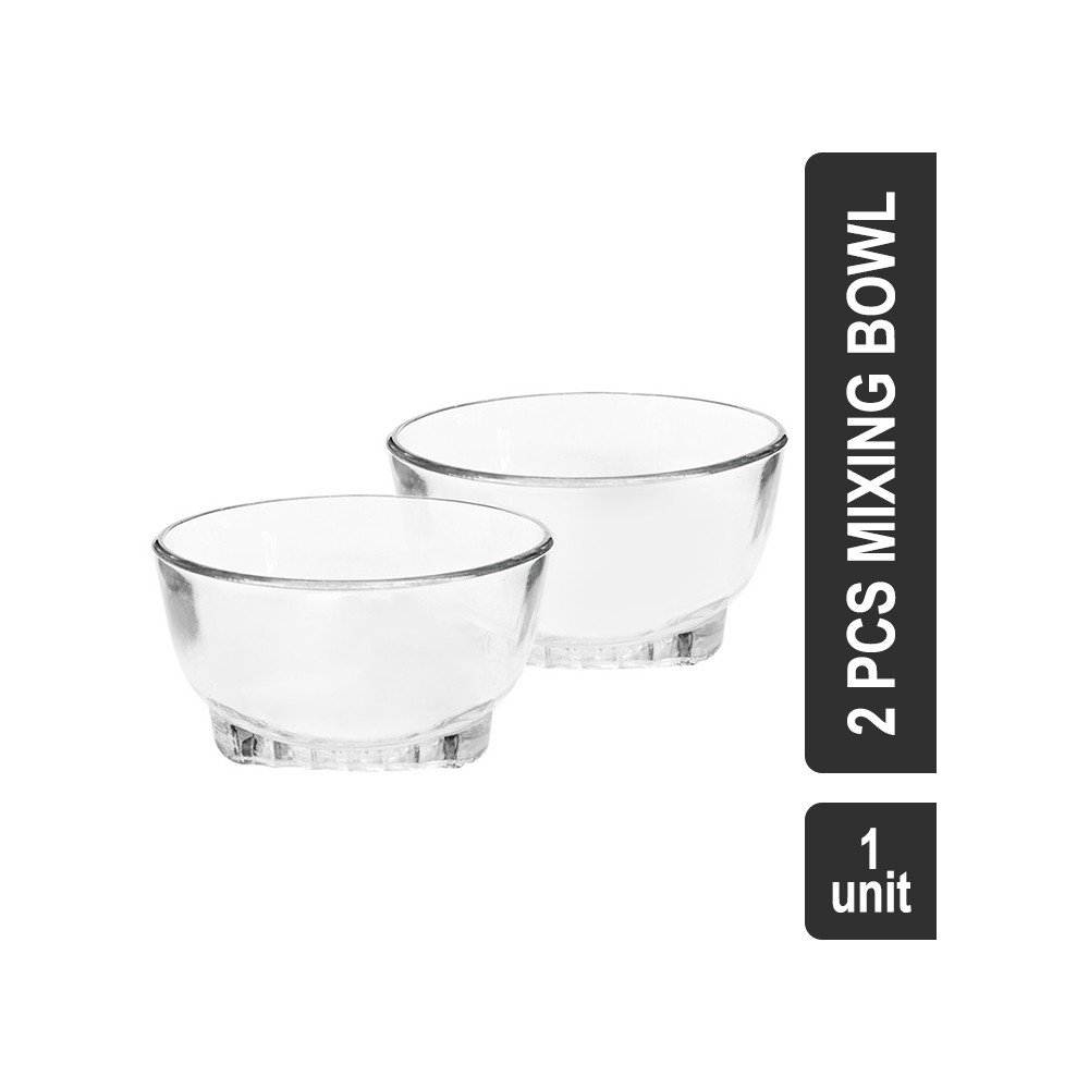 Glass Ideas Glass 2 Pcs Mixing Bowl (White) (BMM 1830) - 300 ml