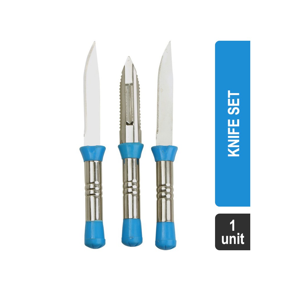 Amiraj Steel Handle with Peeler 3 Pcs Super Saver Knife Set