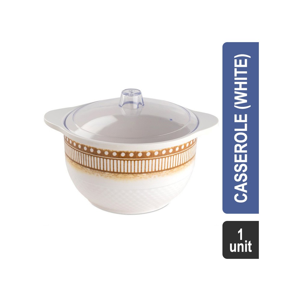 Dinewell DWT-1059 Blue Pearl Round Melamine Casserole (White)
