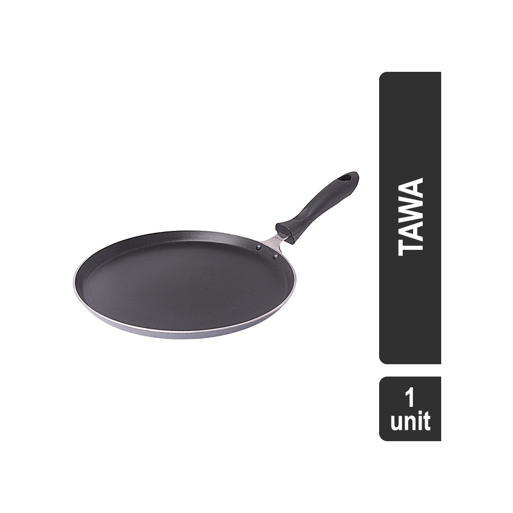 Melina Flat Gridle Non-Stick Aluminium Non Induction 2 lt Tawa (28 cm, Black Silver Hammertone)