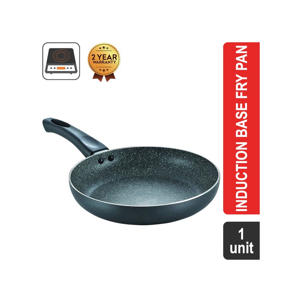 Prestige Omega Deluxe 36305 Granite Finish Aluminium Induction Base 1.7 lt Fry Pan (24 cm, Grey & Black)