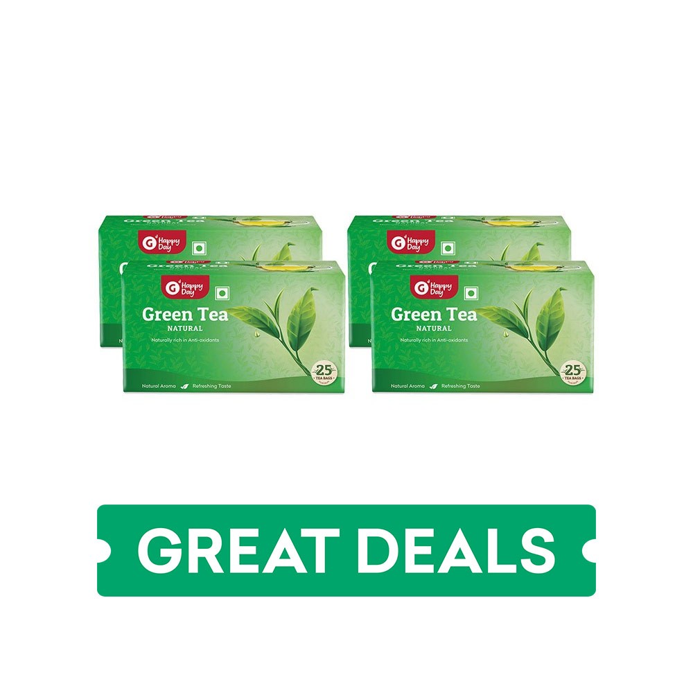Grocered Happy Day Natural Green Tea Bags - Pack of 4