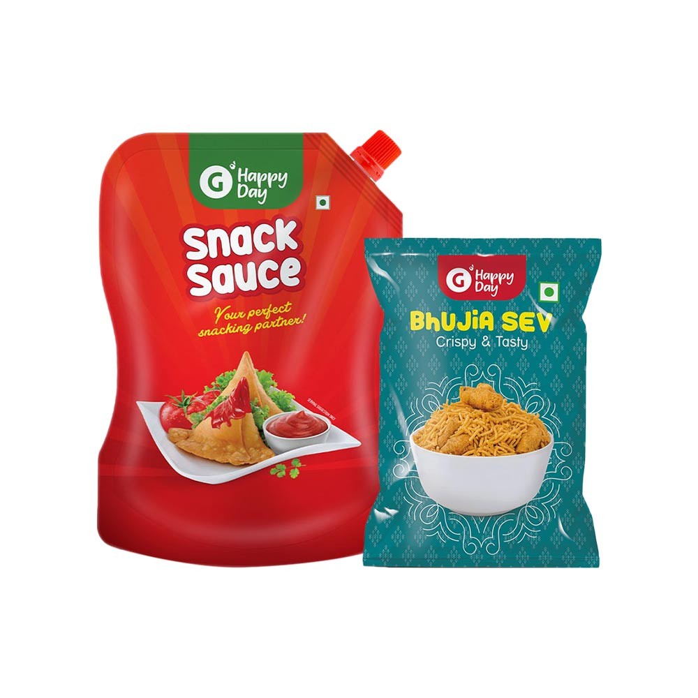Grocered Happy Day Bhujia Sev Namkeen + Snack Sauce Combo