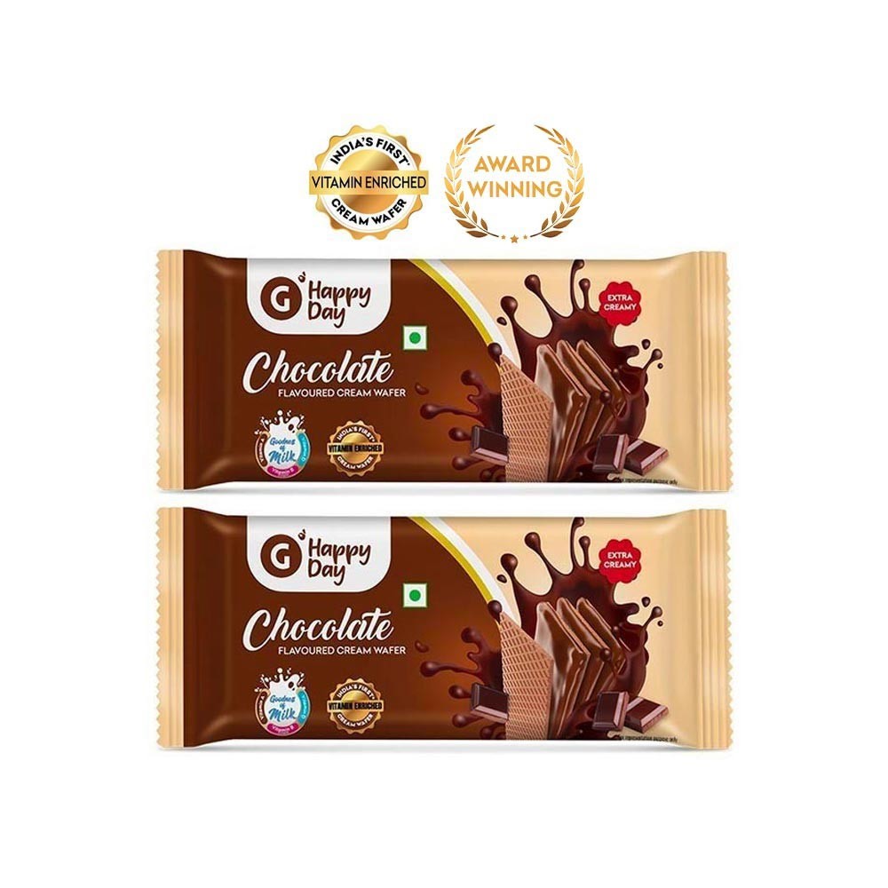 Grocered Happy Day Chocolate Cream Wafer - Pack of 2