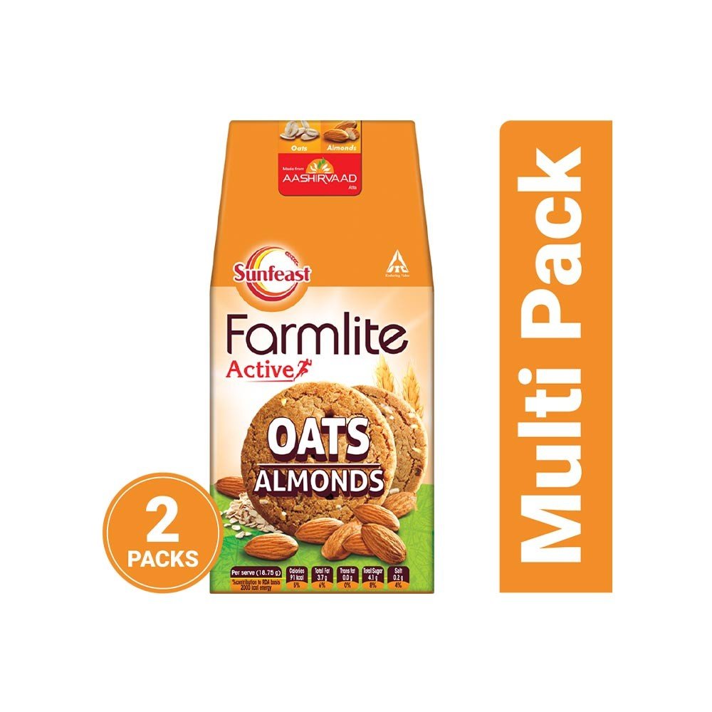 Sunfeast Farmlite Oats with Almonds Cookie - Pack of 2