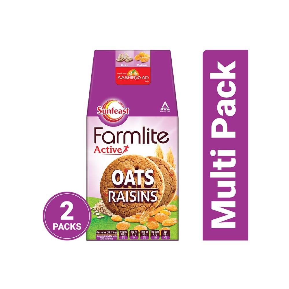 Sunfeast Farmlite Oats with Raisins Cookie - Pack of 2