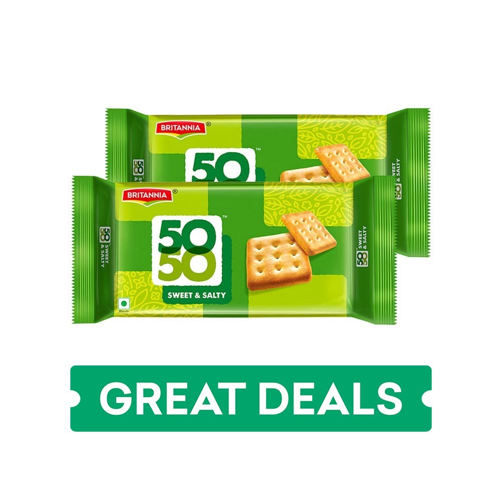 Britannia 5050 Sweet & Salty Biscuit - Pack of 2