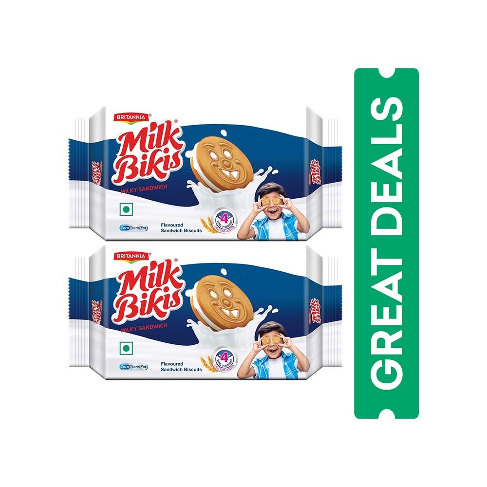 Britannia Milk Bikis Milk Cream Biscuit - Pack of 2