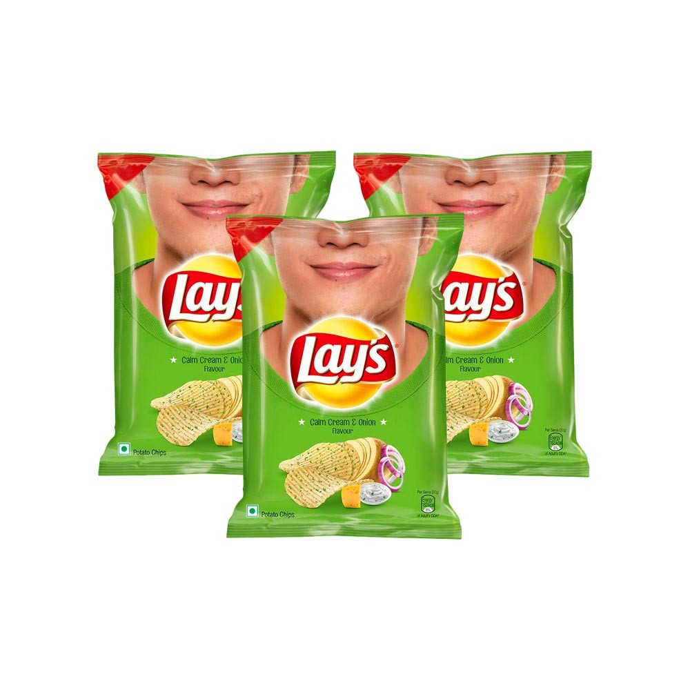 Lay's Potato Calm Cream & Onion Flavour Chips - Pack of 3