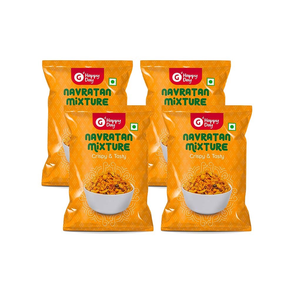 Grocered Happy Day Navratan Mixture Namkeen - Pack of 4