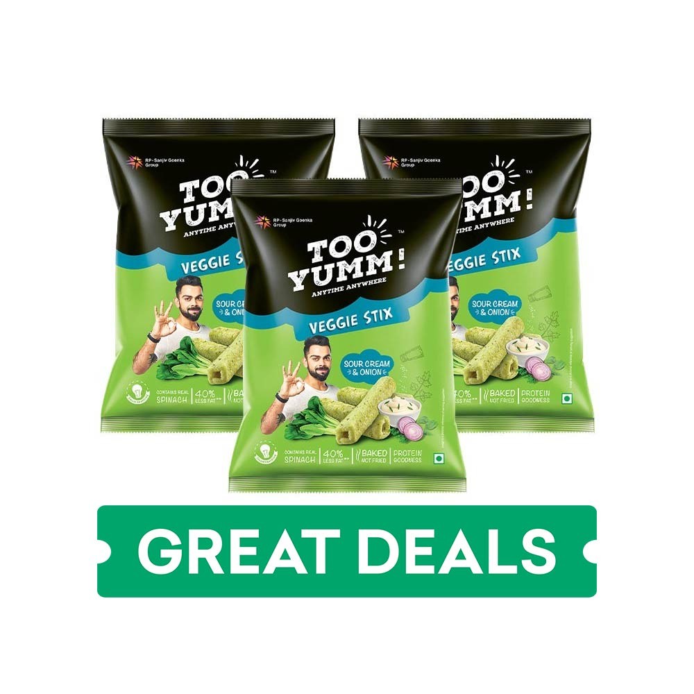 Too Yumm Veggie Stix Sour Cream & Onion Crisps - Pack of 3