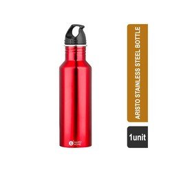 Grocered Happy Home SS Sports Aristo Stainless Steel Bottle (750 ml, Red)