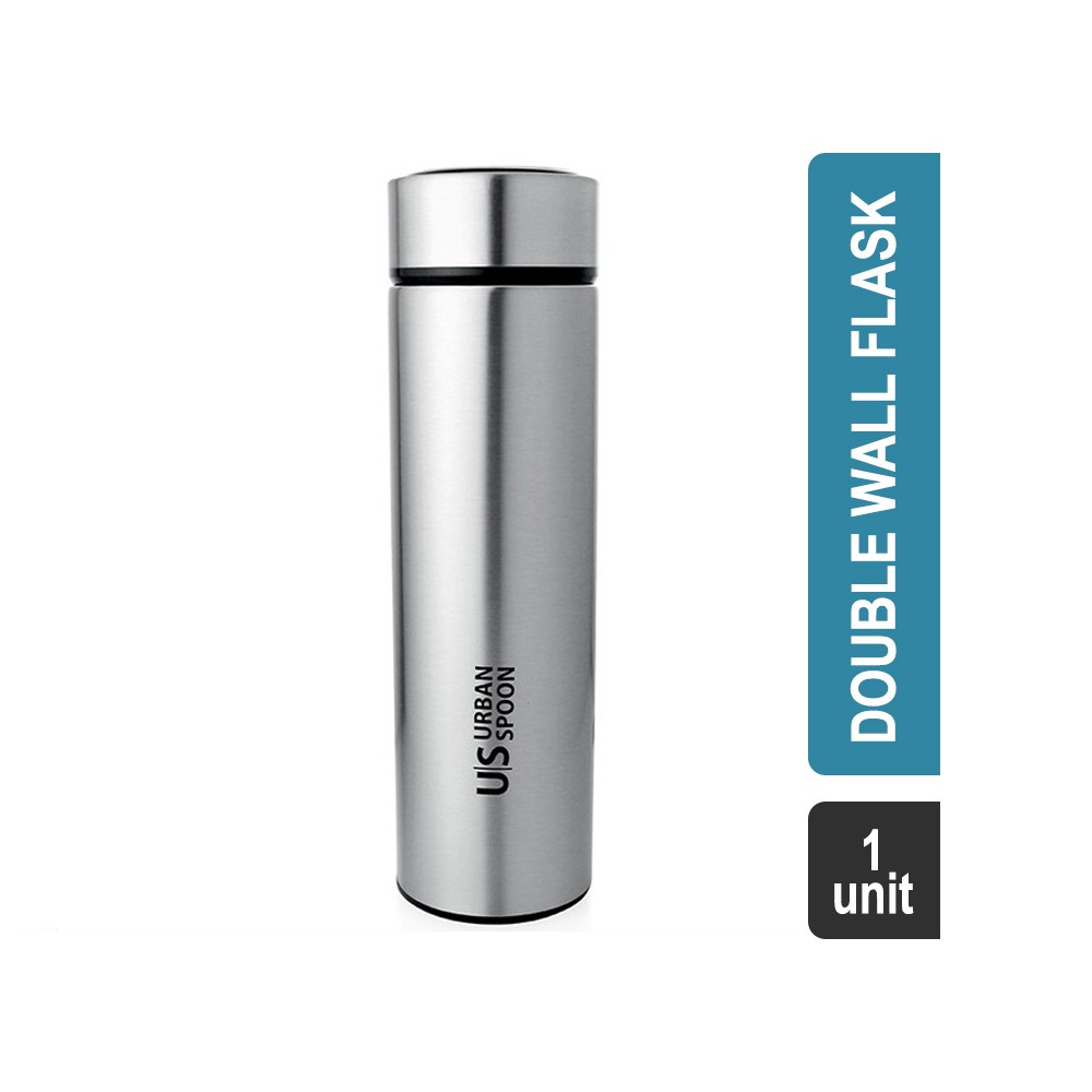 Urban Spoon WB 0903 Double Wall Staright Stainless Steel Flask (500 ml, Silver)