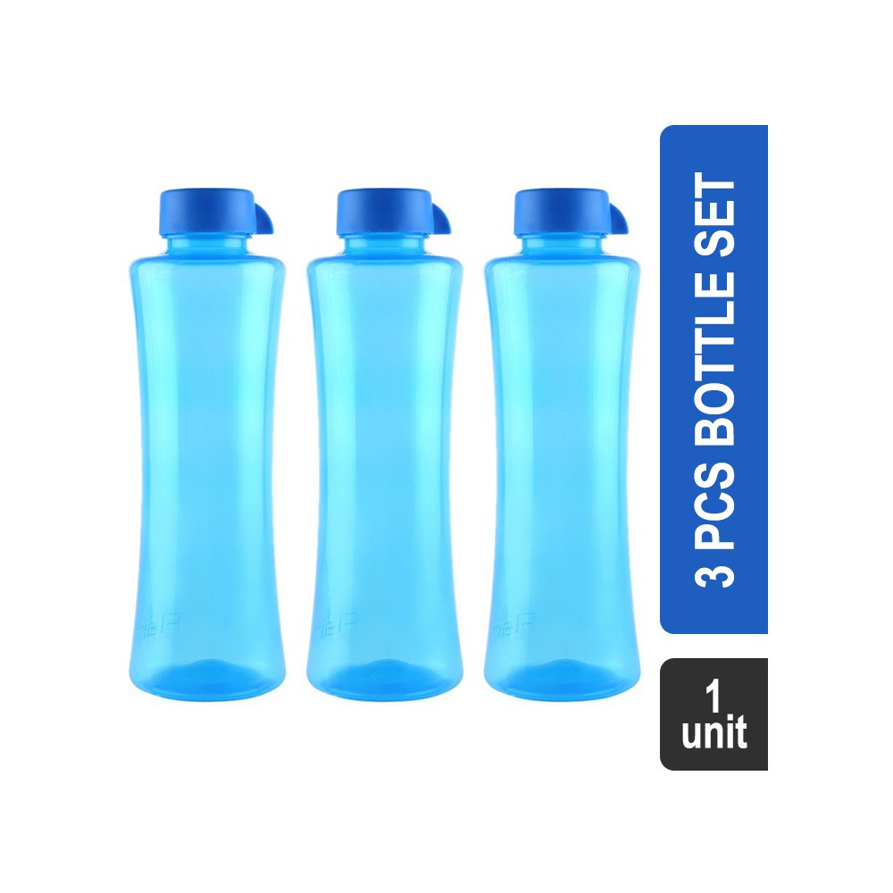 Flair Sleek 3 Pcs Polypropylene Bottle Set (1 l, Blue)