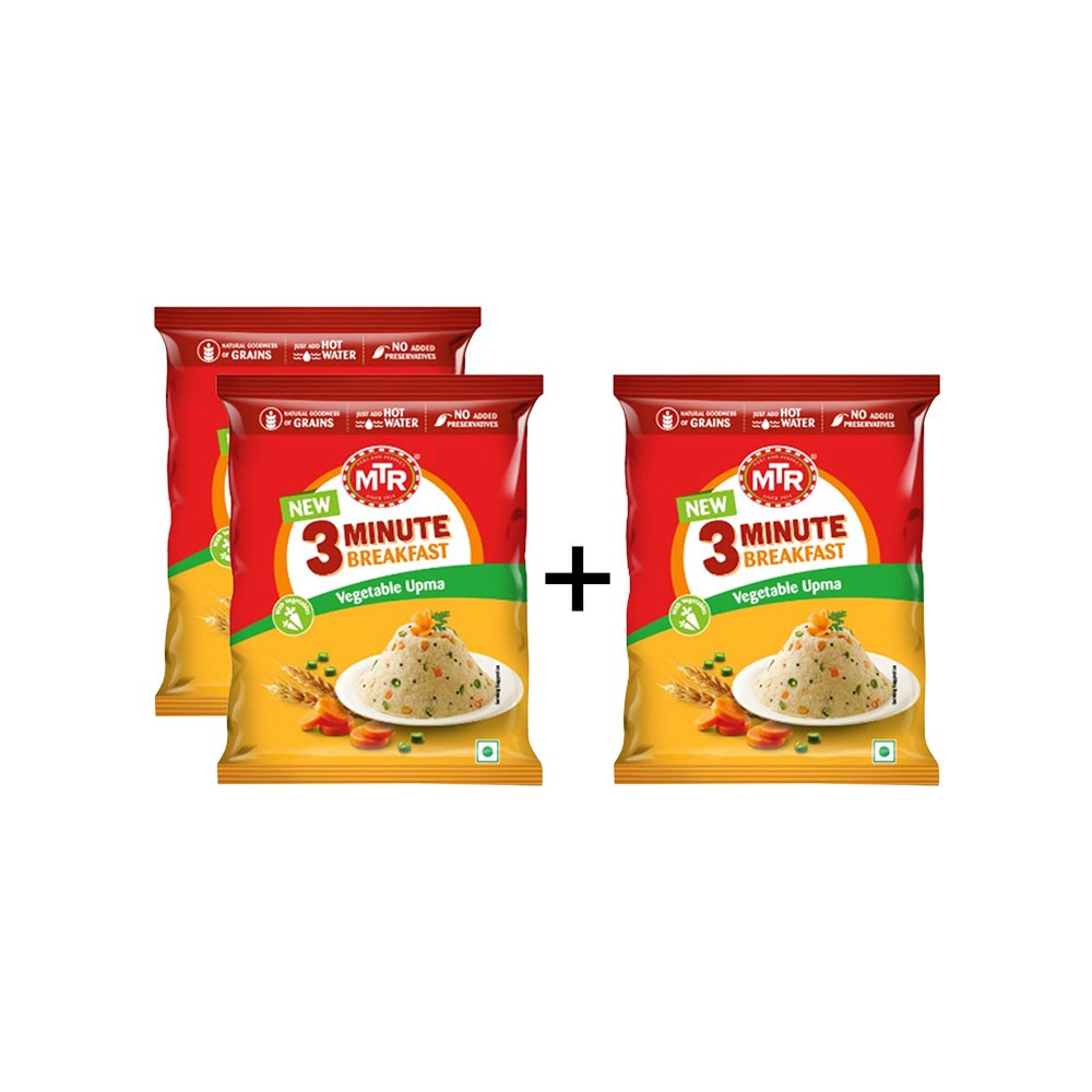 MTR 3 Minute Vegetable Upma Breakfast Mix (Pouch) - Buy 2 Get 1 Free