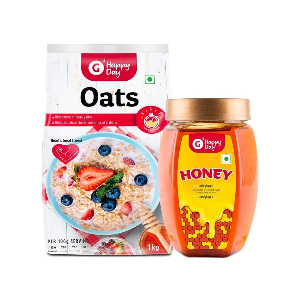 Grocered Happy Day Plain Oats + Honey (Pet Jar) Combo