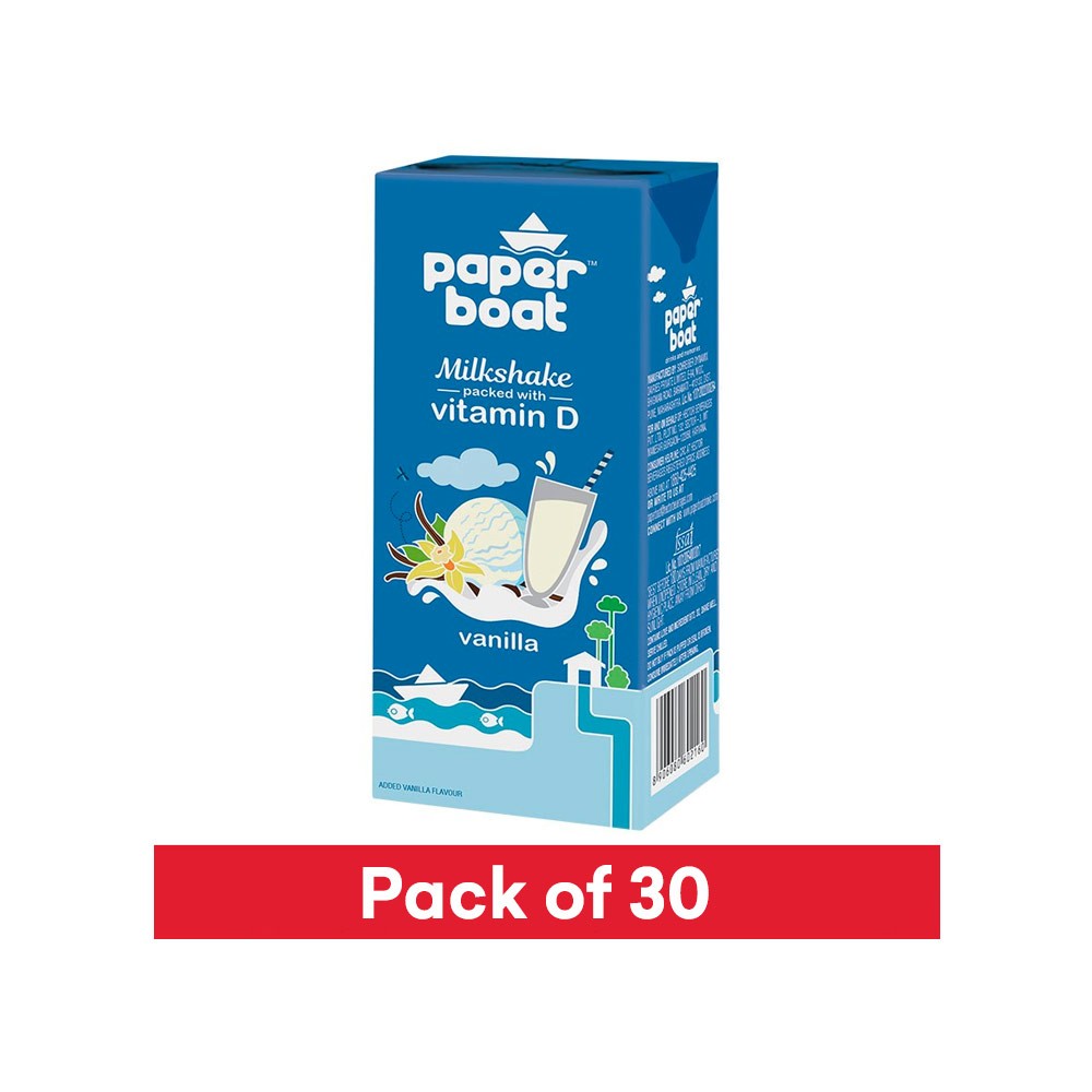 Paper Boat Vanilla with Vitamin D Milk Shake (Tetra Pak) - Pack of 30