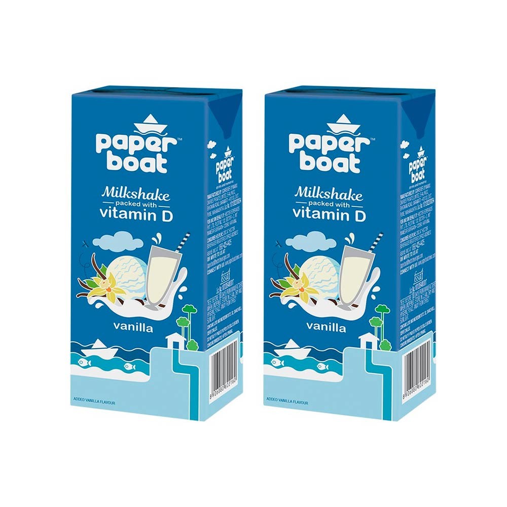 Paper Boat Vanilla with Vitamin D Milk Shake (Tetra Pak) - Pack of 2
