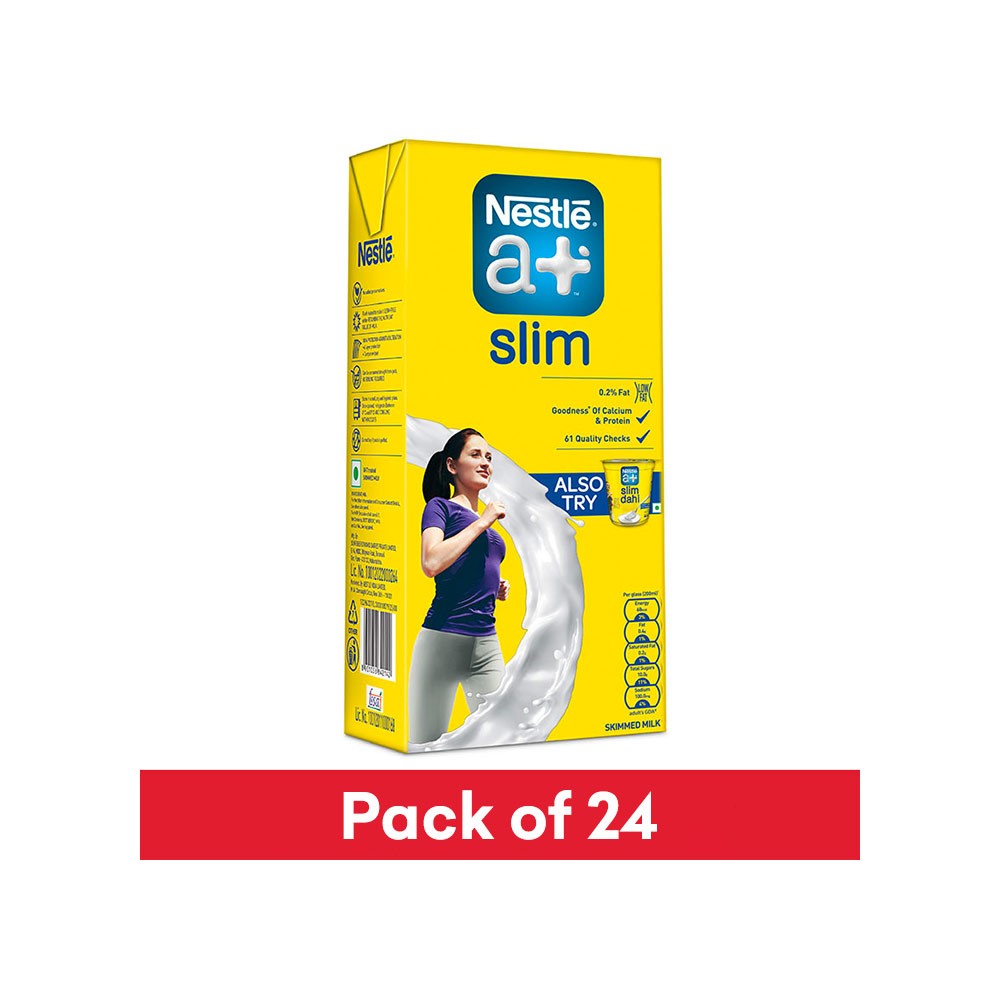 Nestle a+ Slim Skimmed Milk (Tetra Pak) - Pack of 24