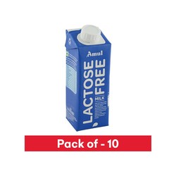 Amul Lactose Free Milk (Tetra Pak) - Pack of 10