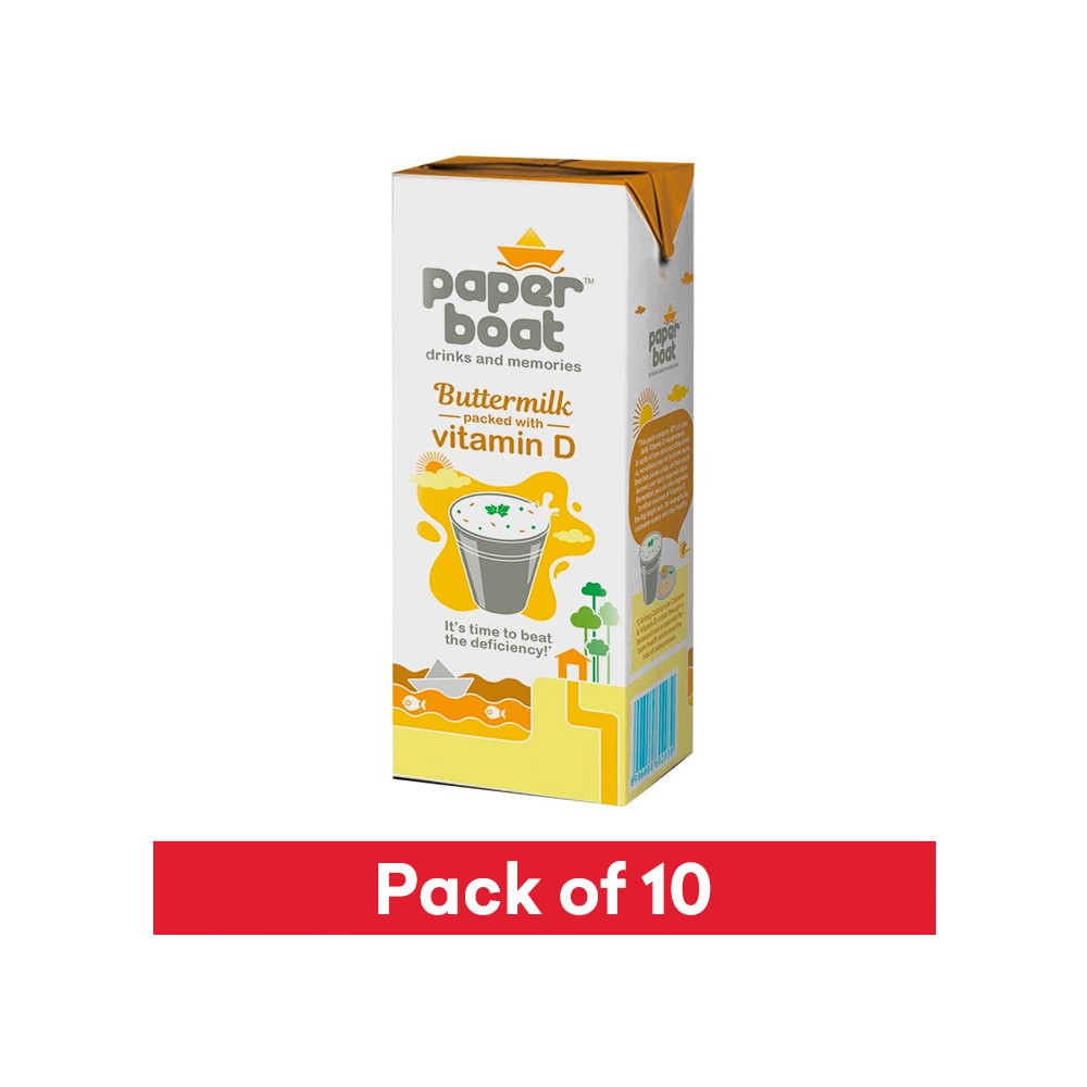 Paper Boat Vitamin D Buttermilk (Tetra Pak) - Pack of 10