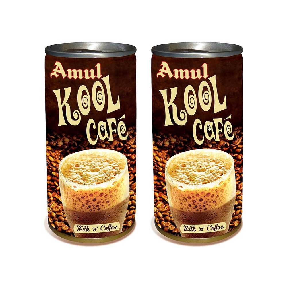 Amul Kool Cafe Milk 'n' Coffee Flavoured Milk (Can) - Pack of 2