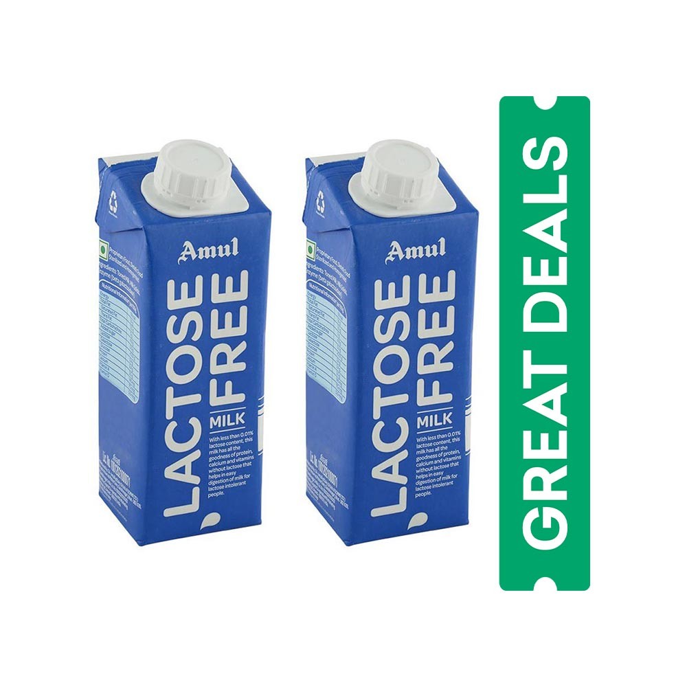 Amul Lactose Free Milk (Tetra Pak) - Pack of 2