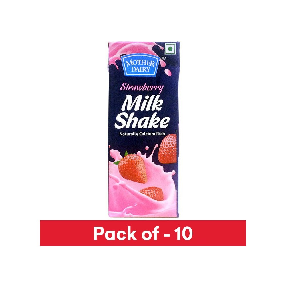 Mother Dairy Strawberry Milk Shake - Pack of 10