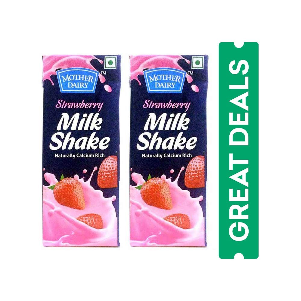 Mother Dairy Strawberry Milk Shake - Pack of 2