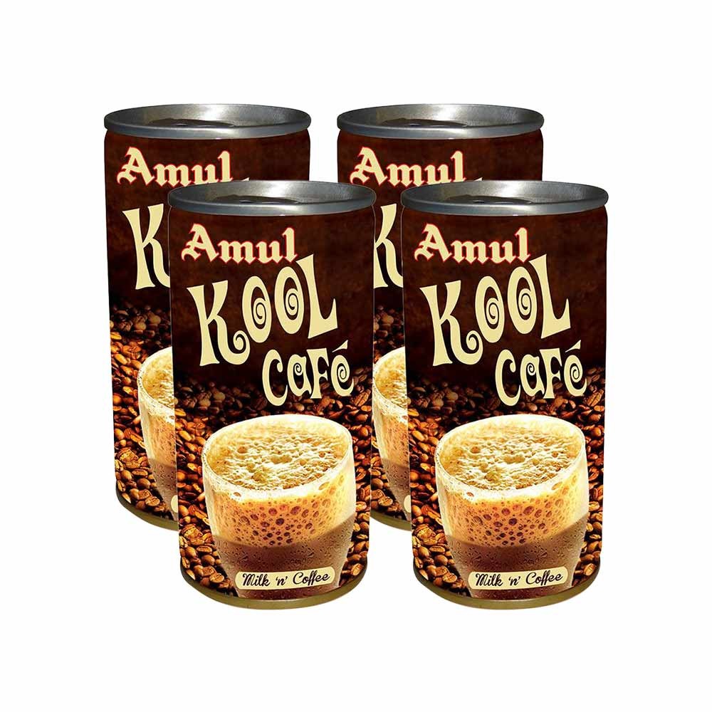 Amul Kool Cafe Milk 'n' Coffee Flavoured Milk (Can) - Pack of 4