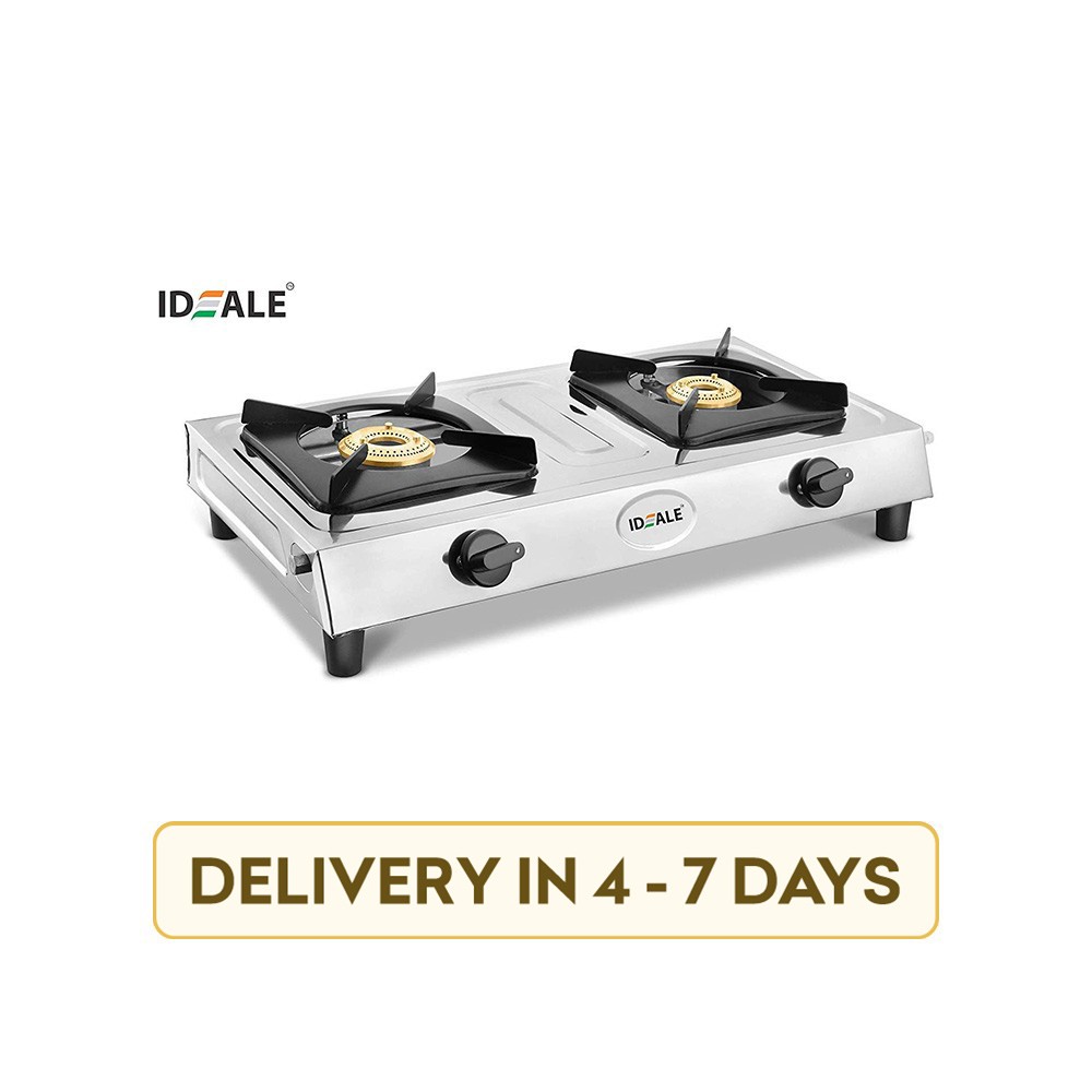 Ideale Unite IK-0207S Stainless Steel 2 Burner Gas Stove Silver